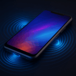 Teknologi audio smartphone 2025 dengan speaker futuristik dan efek suara spatial